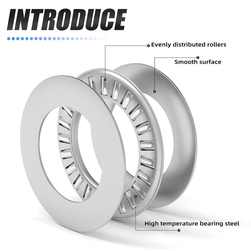 MEANLIN 12 Sets Thrust Needle Roller Bearings with Washers, 3/4 Inch Bore 1-1/4 OD, NTA1220 2TRA Steel Industrial Bearing for Conveying Equipment, Robots, Elevators, Rolling Mills Etc. - Image 4